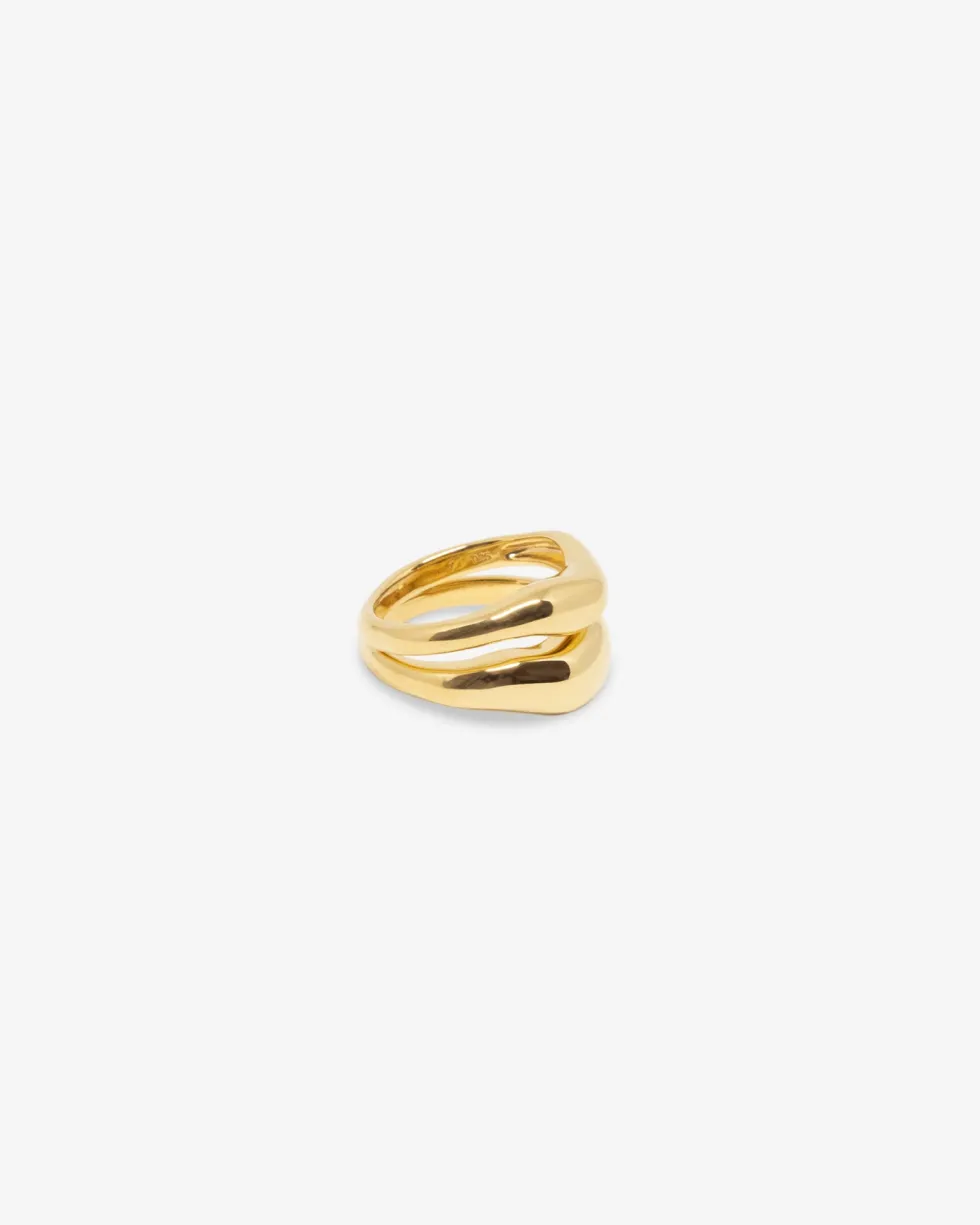 Fashion 'Vague Ring Set' - 14K Vermeil Gold Jewellery