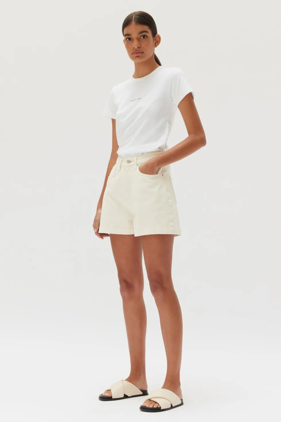 Online 'Boxy Denim Short' - Ecru Shorts|Denim