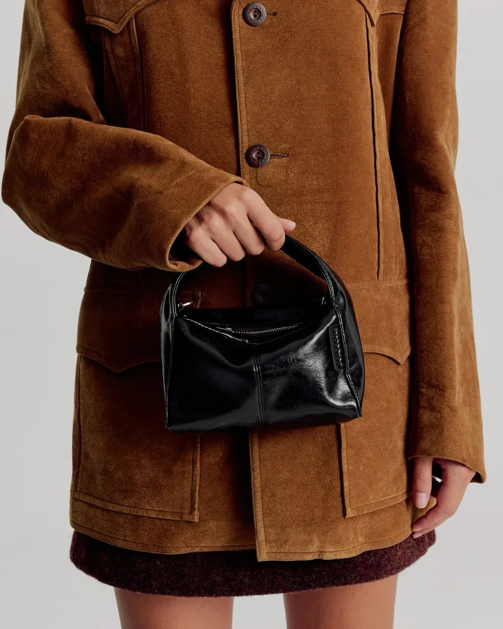 Clearance 'Luca Mini Bag Glossy Crinkle' - Black Bags