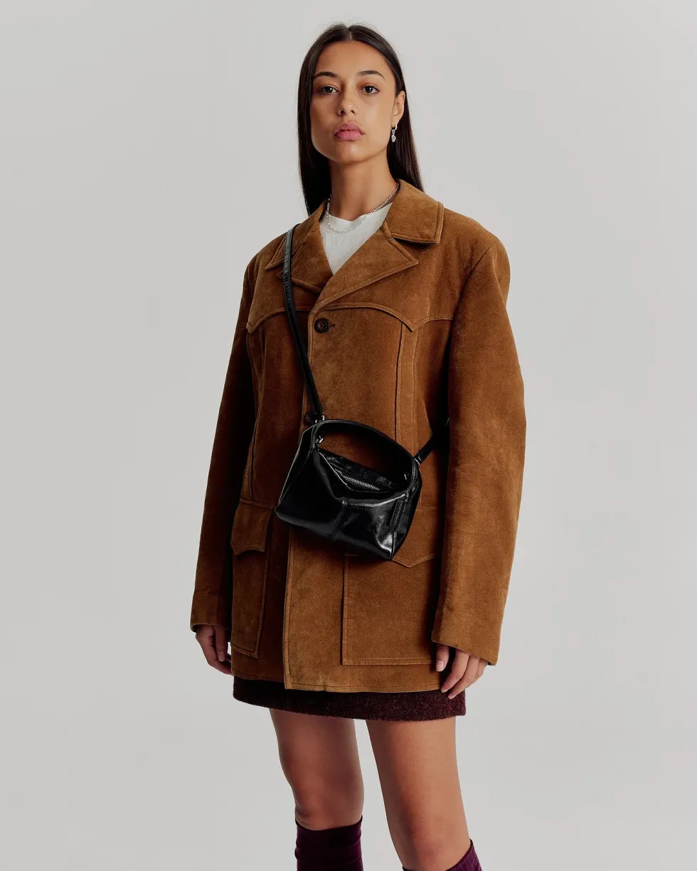 Clearance 'Luca Mini Bag Glossy Crinkle' - Black Bags