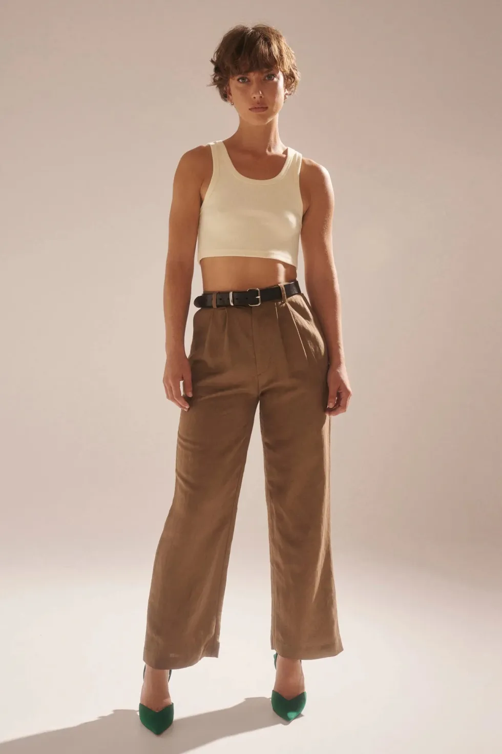 Best 'Chloe Pleat Linen Pant' - Tobacco Bottoms