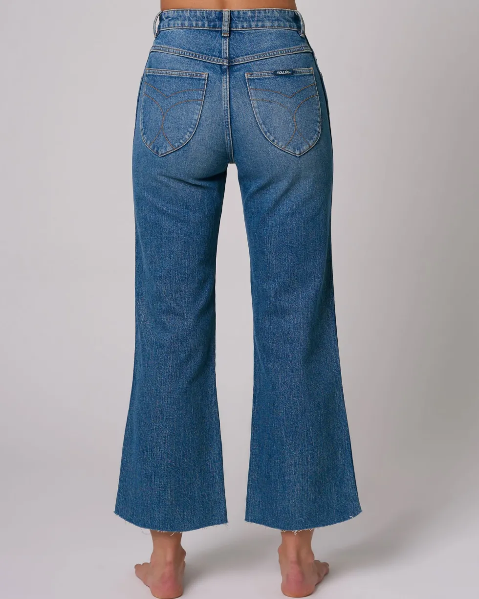 Clearance 'Classic Flare Crop Seattle' - Vintage Blue Denim