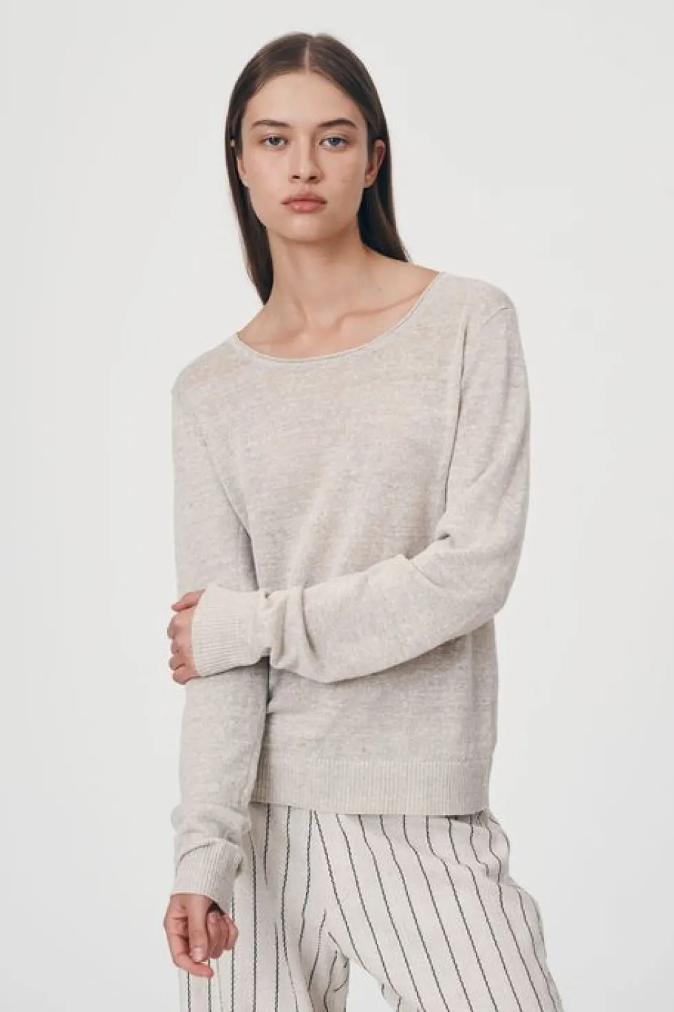 Clearance 'Beattie Knit Top' - Oat Marle Knitwear