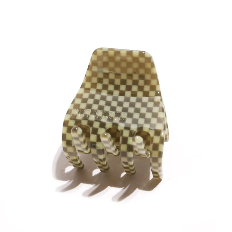 Best 'Petite Clip' - Olive Checkers Hair Accessories