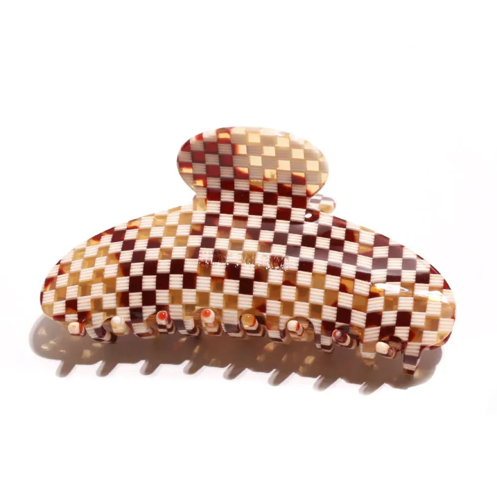 Fashion 'Grande Clip' - Gingerbread Checkers Hair Accessories