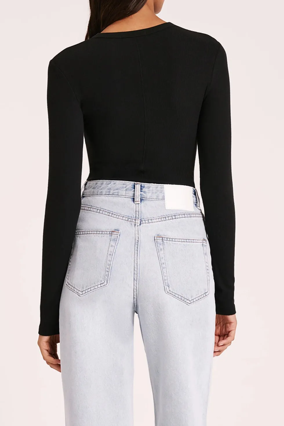 Clearance 'Organic Rib LS Tee' - Black Basics