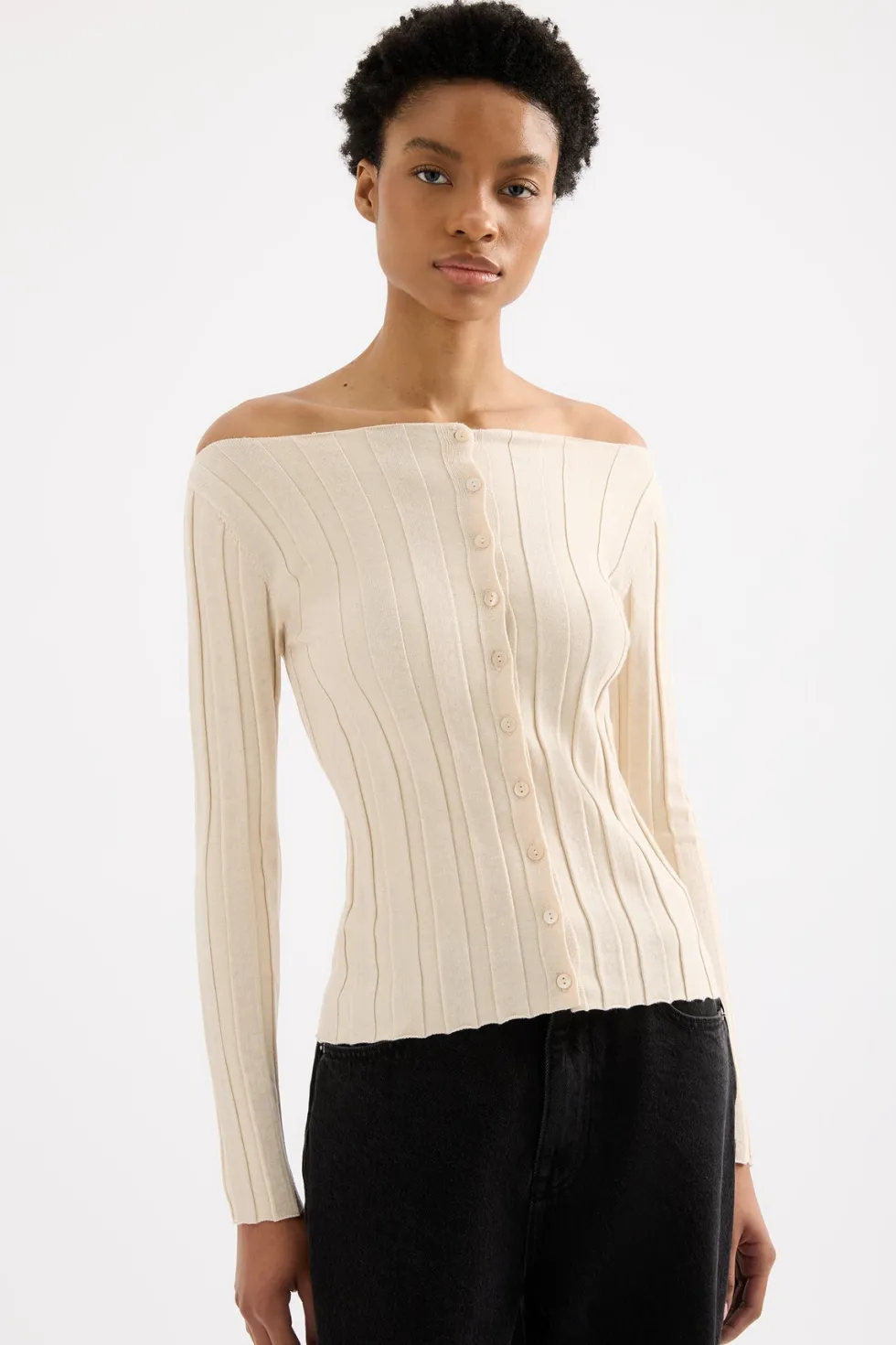 Online 'Aneke Knit Top' - Cream Marle Tops