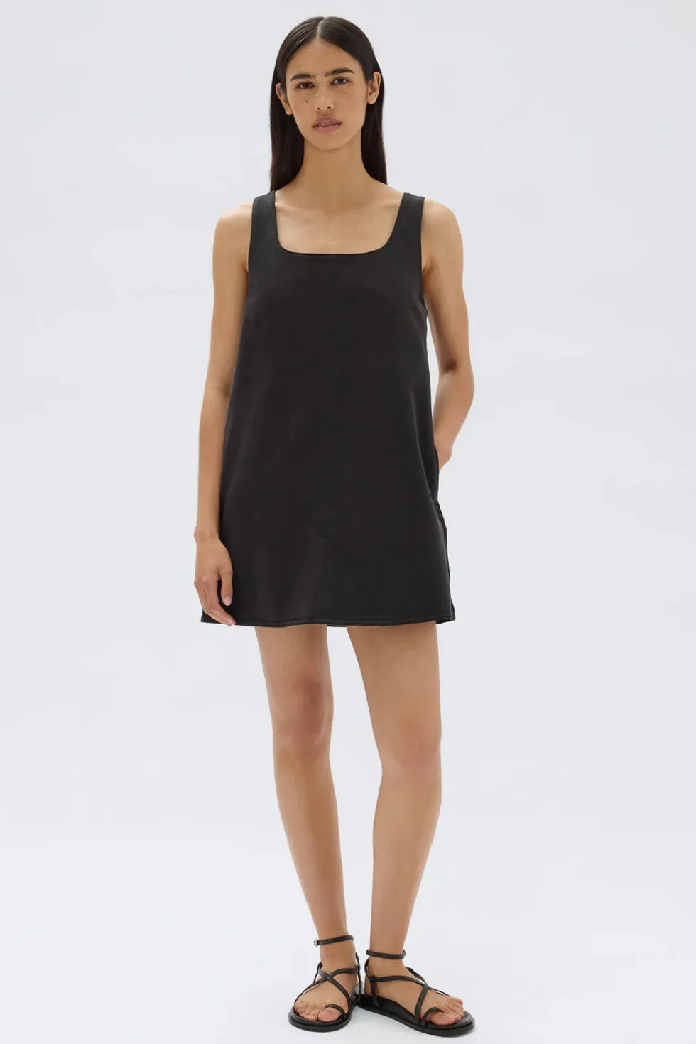 Fashion 'Zoey Twill Mini Dress' - Black Dresses