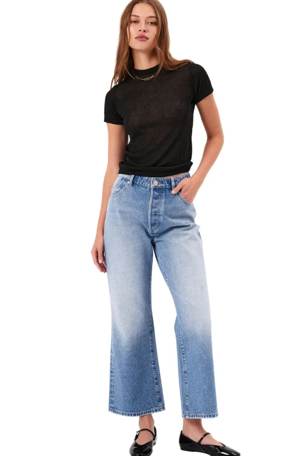 Sale 'Classic Flare Crop Sienna' - Light Vintage Blue Denim