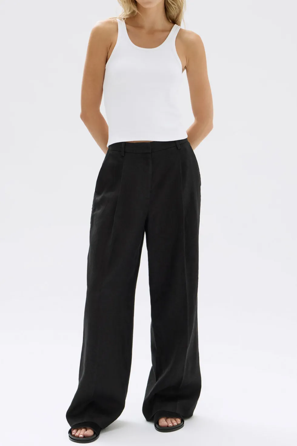 Clearance 'Aria Linen Pant' - Black Bottoms