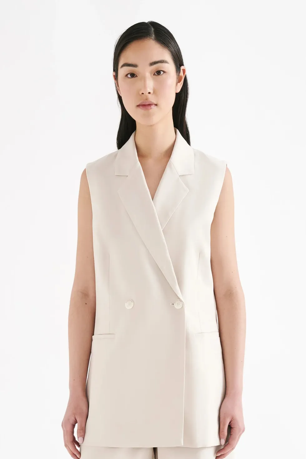 Clearance 'Kit Tailored Vest' - Oyster Tops|Sets