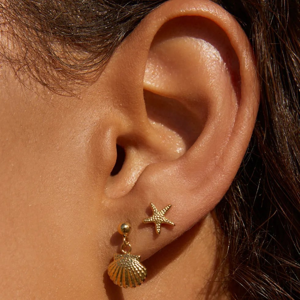 Fashion 'Starfish Gold Studs' Jewellery