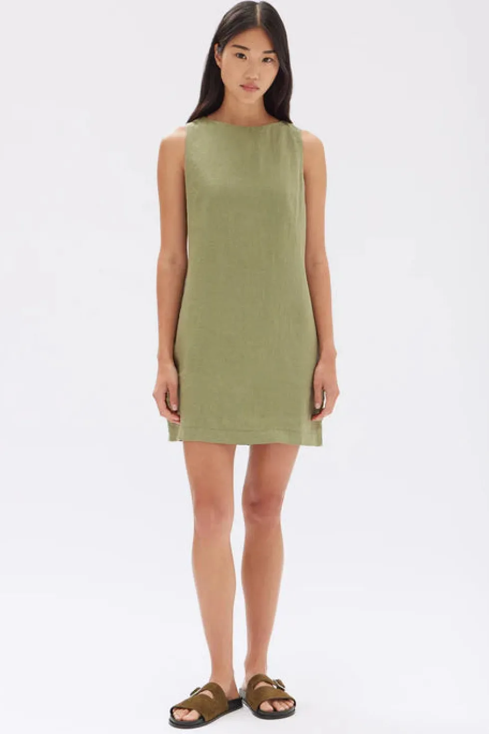 Online 'Nadine Linen Mini Dress' - Pandan Dresses